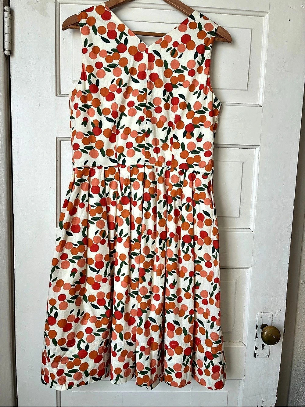 Emily and Fin Orange Floral Midi Dress White & Red Like New - Picture 2 of 2